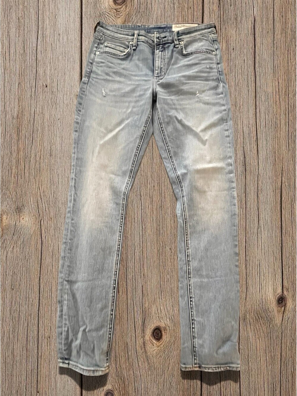rag & bone Cate Mid Rise Skinny Jeans Lou Light Wash Distressed Blue Denim 30